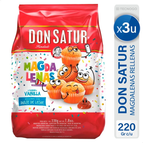 Magdalenas Don Satur Vainilla Con Dulce De Leche - Pack X3