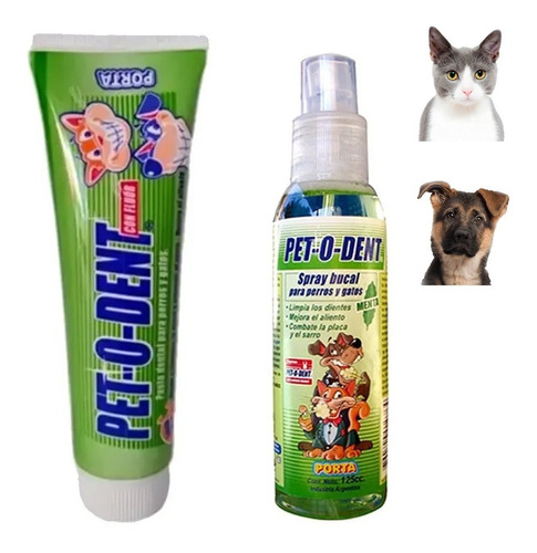 Combo Pet O Dent Pasta Dental Spray Antisarro Perros Gatos