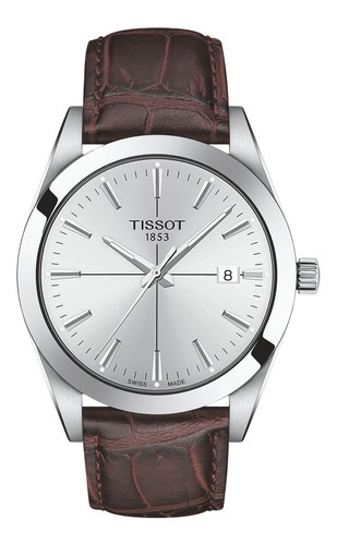 Reloj Hombre Tissot T127.410.16.031.01 Gentleman Color de la correa Marrón Color del bisel Plateado Color del fondo Plateado