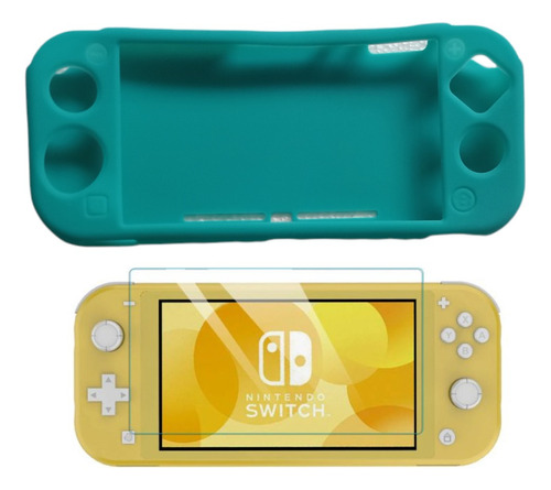 Combo Silicona Turquesa Switch Lite + Vidrio Templado Lite