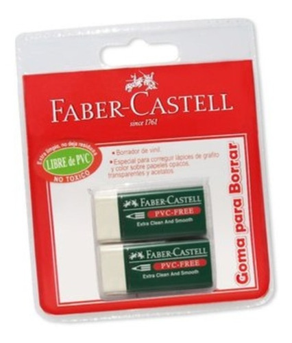 Goma De Borrar Faber Castell 3 Pack X 2 Borradores Escolares