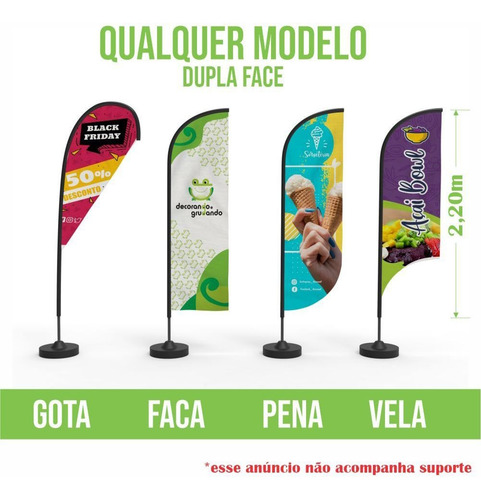 Imagem 2 de 6 de Kit 4 Windbanner Fly Flag Dupla Face Bandeira Sem Hastes 2,2