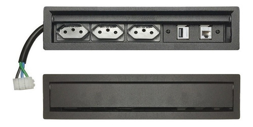 Régua Tomada Para Embutir Em Mesas Ou Bancadas - Slim-203f