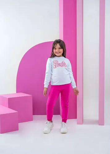 Conjunto Infantil Barbie Roupa Legging Menina Rosa Inverno