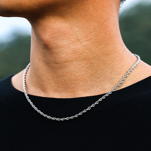Imagen 6 de 8 de Cadena Collar De Hombre Cadenita Soga Acero Quirurgico