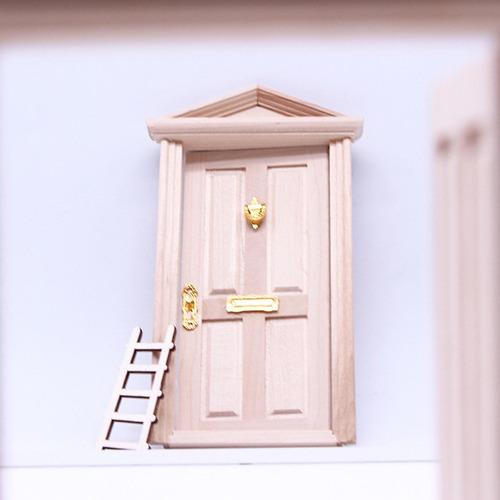 ) Mini Modelo De Puerta De Madera Sin Pintar Con Pomo De