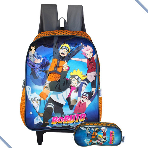 Mochila Rodinhas Boruto + Estojo Naruto Next Generations