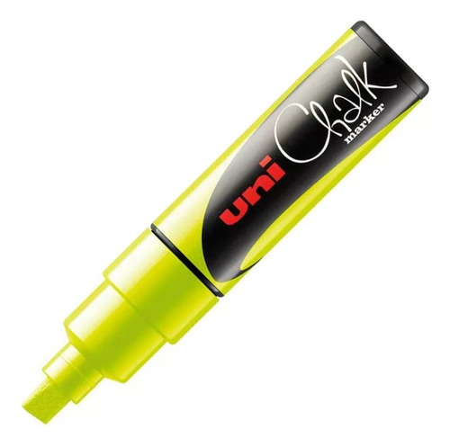 Uni-chalk Pwe-8k: Marcador Tiza Líquida Grueso Color Amarillo Flúo