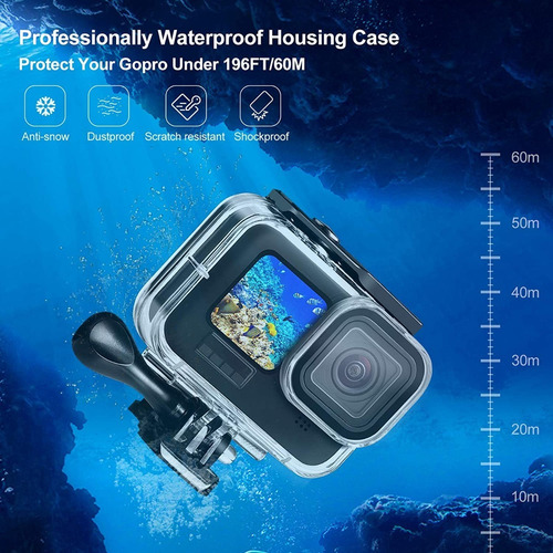 Imagen 3 de 10 de Carcasa Sumergible Para Camara Gopro Hero 11 10 9 Black 60mt
