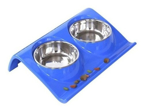 Plato Melamina Doble Z Talla M Azul Perro Mascan