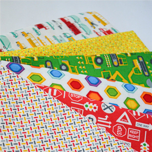 Set 6 Telas Algodón, Patchwork 50x55cm C/u Diseño Autos
