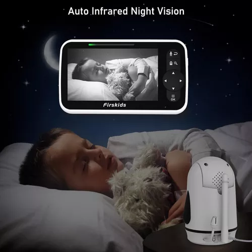  Monitor de bebé - Pantalla HD 720P de 5 pulgadas con cámara y  audio, panorámica y zoom remoto, alerta de alimentador, visión nocturna,  reproductor de canción de cuna, largo alcance : Bebés