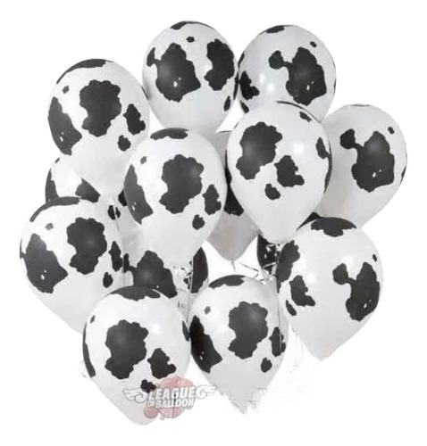 Bolsa De 50 Globos Manchas De Vaca Calidad Deco Profesional 