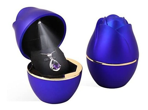 Rolin Roly Royal Blue Pendant Box Con Luz Led Rose Jewelry N