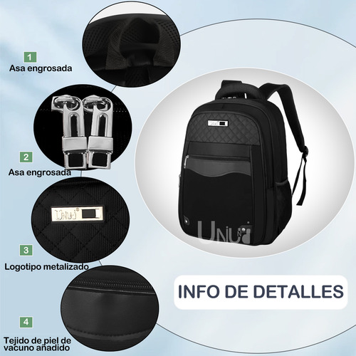 Mochila Urbana Para Portátil De Gran Capacidad Para Hombre Para Mujer Mochila De Viaje Uniuni Color Negro