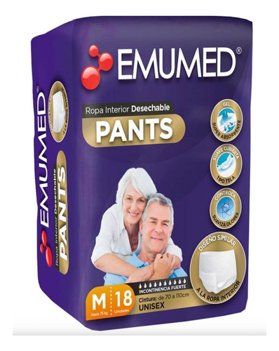 Pañales Adulto - Emumed Pants - Talla M - 18 Uds.