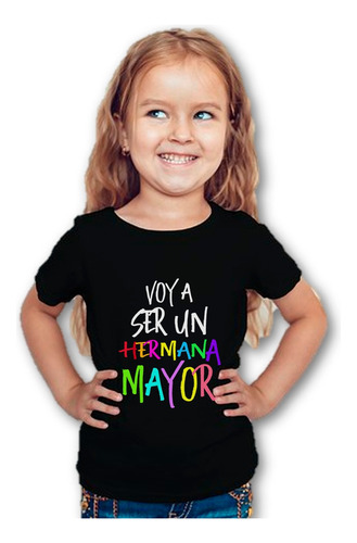 Playeras Voy A Ser Hermano Mayor/hermana Color Negro Infanti