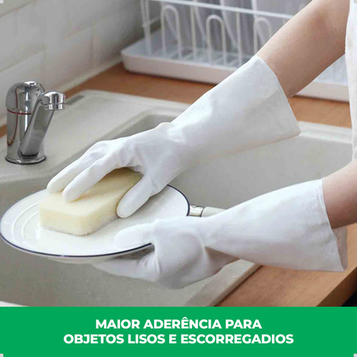 Kit 12 Luva Nitrílica S/ Forro Limpeza Cozinha Branca Volk M