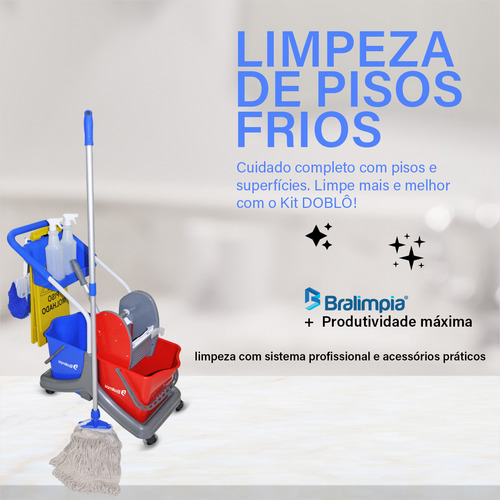 Kit Carro Funcional Limpeza Profissional Balde Mop Placa
