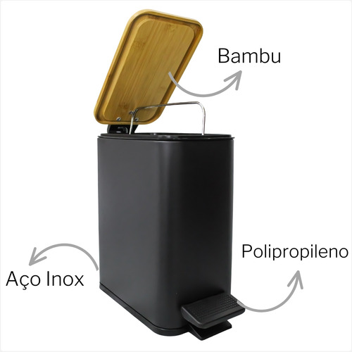 Lixeira 5 Litros Em Inox Com Pedal Styllus Slim Banheiro