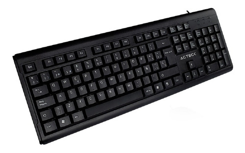 Teclado Multimedia Pc Alambrico Ergonomico Acteck Ac-928946 Color del teclado Negro