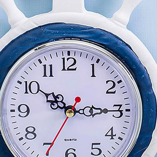 Reloj De Pared, Mxtia-001, 1 Pza, 23x33.5cm, Madera, Blanco/ Estructura Blanco Y Azul