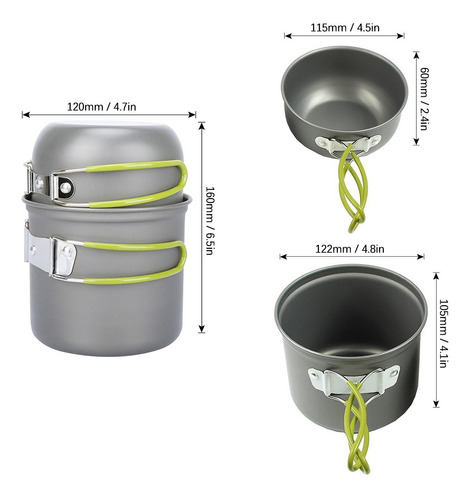 Imagem 8 de 9 de Conjunto De Panelas De Camping Com 3000w Fogão De Camping Pa
