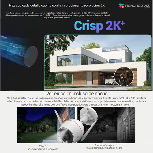 Cámara De Seguridad Ezviz Exterior Fija 2k+ 4mp Color Audio