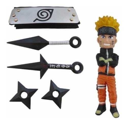 Cartela Kit Boneco Naruto Bandana Shuriken Kunai