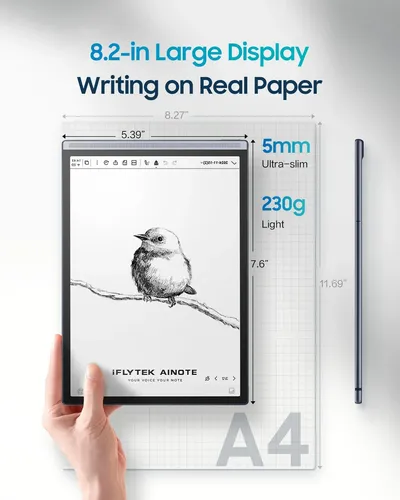 Tablet Iflytek Ainote Air 2 Com Caneta - Tinta E De 8,2 Pole Cinza