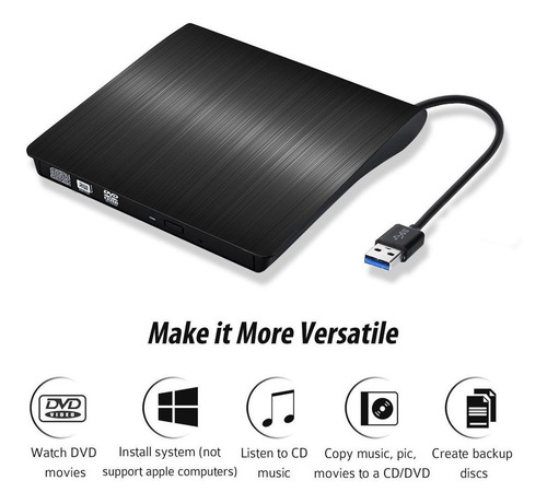 Imagen 5 de 5 de Externo Usb 3,0 Unidad De Dvd Rw Quemador Escritor Lector Re
