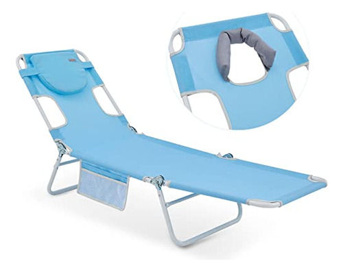 Silla De Playa Ajustable Bronceado Orificio Cara, Sil