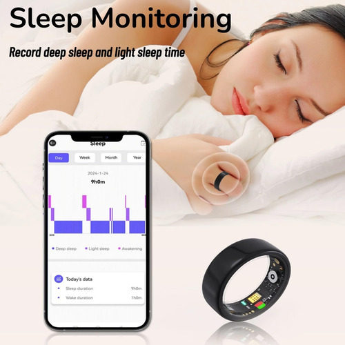 Rastreador De Saúde Smart Ring, Monitor De Saúde Sleep Heart