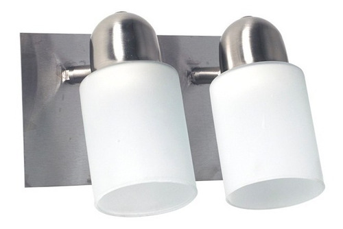 Aplique De Pared Acero 2 Luces Tulipa Satinada Ideal Baño Color Plateado