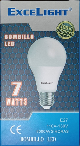 Bombillo Led Exelight / Tipo Bulbo 7w / 85-265v /6500k / E27