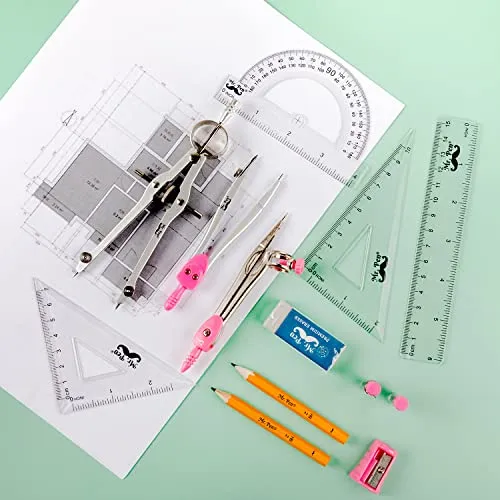 Set Geometria Escolar Reglas Compases Lapiz Estuche Plastico