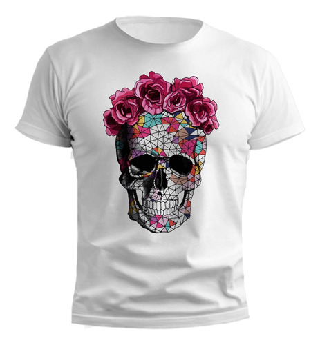 Remera Frida Calavera Flores Colores Diseño