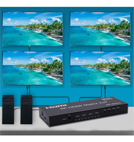 Matrix Hdmi 2x4 Puertos 2.0 4k 60hz Splitter Switch Hdmi Hdr