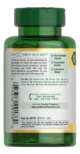 Suplemento Nature's Bounty Vitamina D3 125 Mcg (5000 Ui) 240