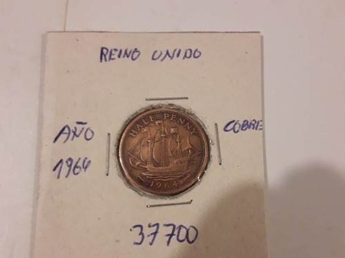 Moneda De Reino Unido Año 1964 Half Penny  De Cobre...
