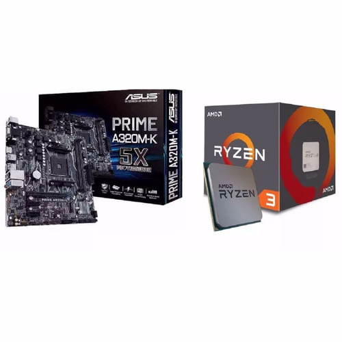Kit Gamer Placa Mãe Asus A320m-k/br + Cpu Ryzen R3 1200