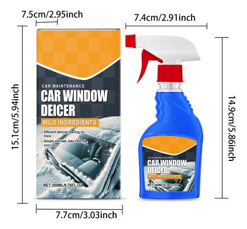 Limpiador De Vidrios Para Coche, Descongelador, 200 Ml, Desc