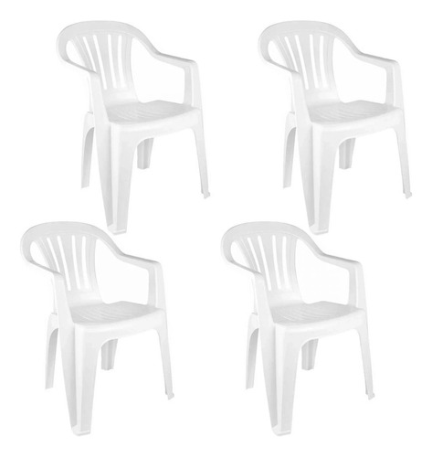 Kit Cadeira Bela Vista Em Plástico Suporta Até 182 Kg 4 Un