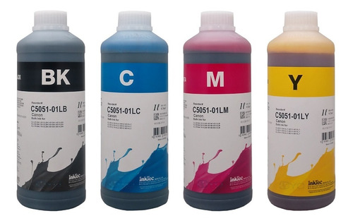 Kit 4 X 250 Ml Tinta Base Agua Dye Inktec Canon C5051