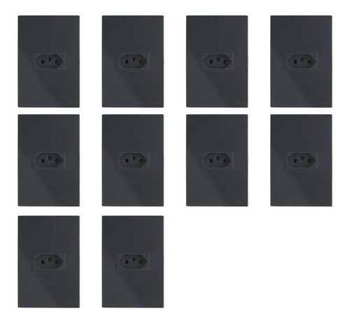 10 Tomadas Simples 10 A 4x2 - Recta Black Fosco (vertical)