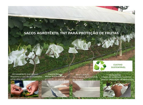 Sacos Agro Tnt C/ Elástico 25x40cm Proteção Frutas 200un