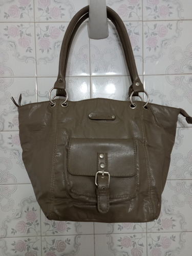 Cartera De Mujer, Beige, Dos Manijas,bolsillo Externo 