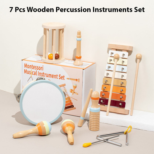 Set De 7 Instrumentos De Percusión De Madera, Musical