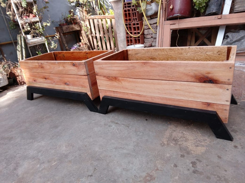 Maceta Madera Huertero Cajón Cantero Jardín Cultivo Balcón Marrón Claro Marrón Oscuro