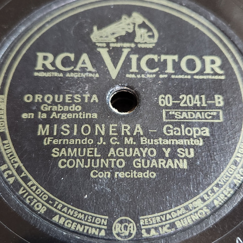 Pasta Samuel Aguayo Y Su Conjunto Guarani Rca Victor C606